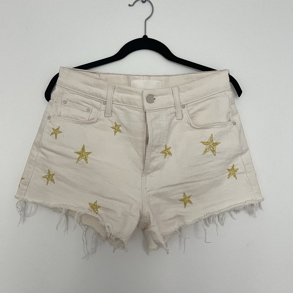 MOTHER The Tomcat Kick Frat Hem Denim Shorts - Size 28